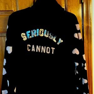 New Gold Blush Rhinestone Womens Plush Hoodie L NWT